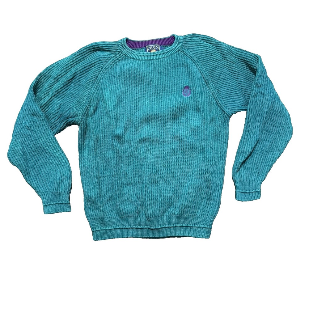 Vintage Chaps Ralph Lauren Knit Sweater Men's Large Rare Turquoise Teal Purple